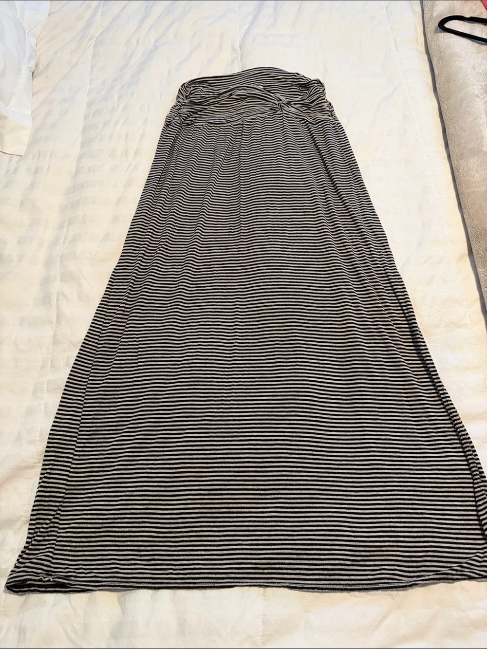 Studio M Black and White Striped Maxi Skirt